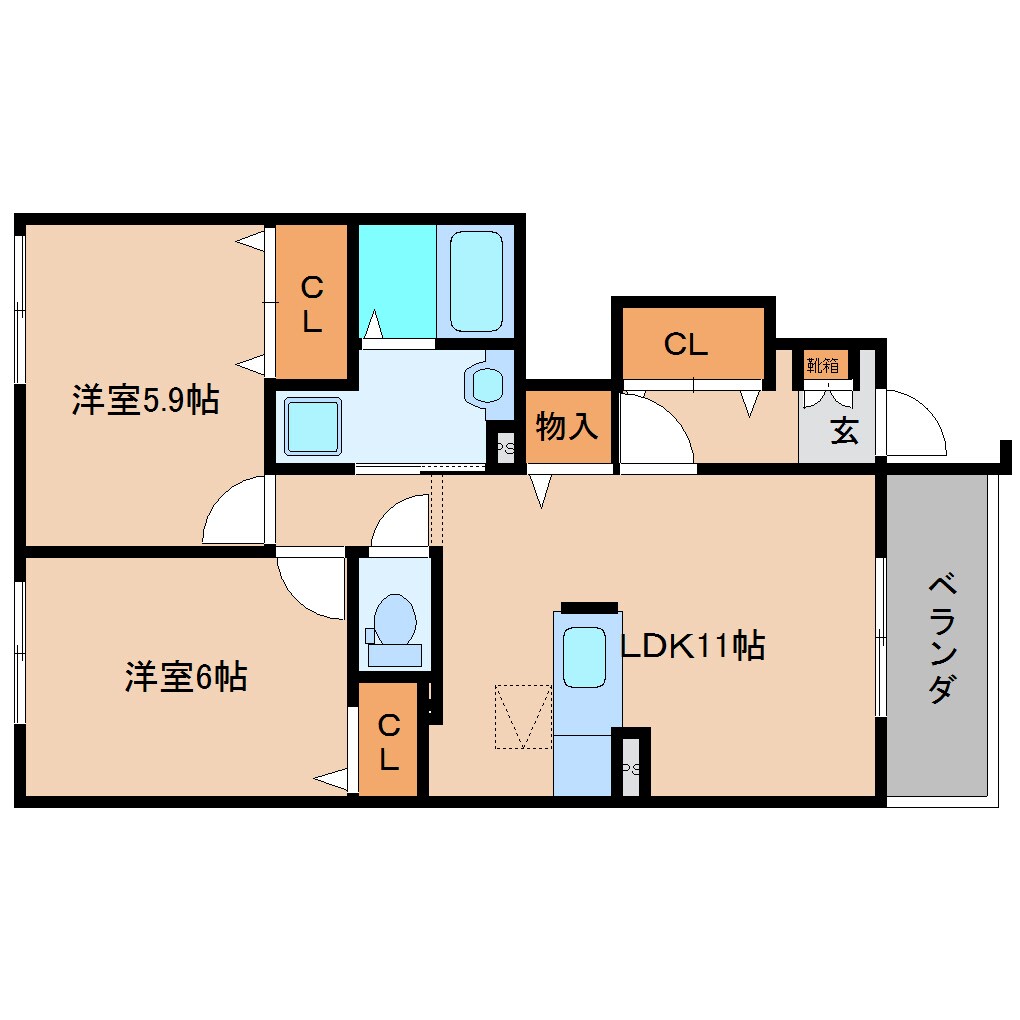 香芝駅 徒歩14分 1階の物件間取画像