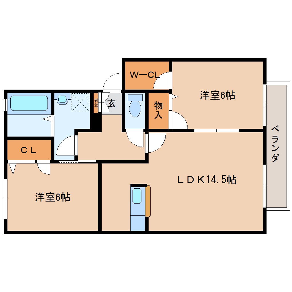 五位堂駅 徒歩10分 2階の物件間取画像