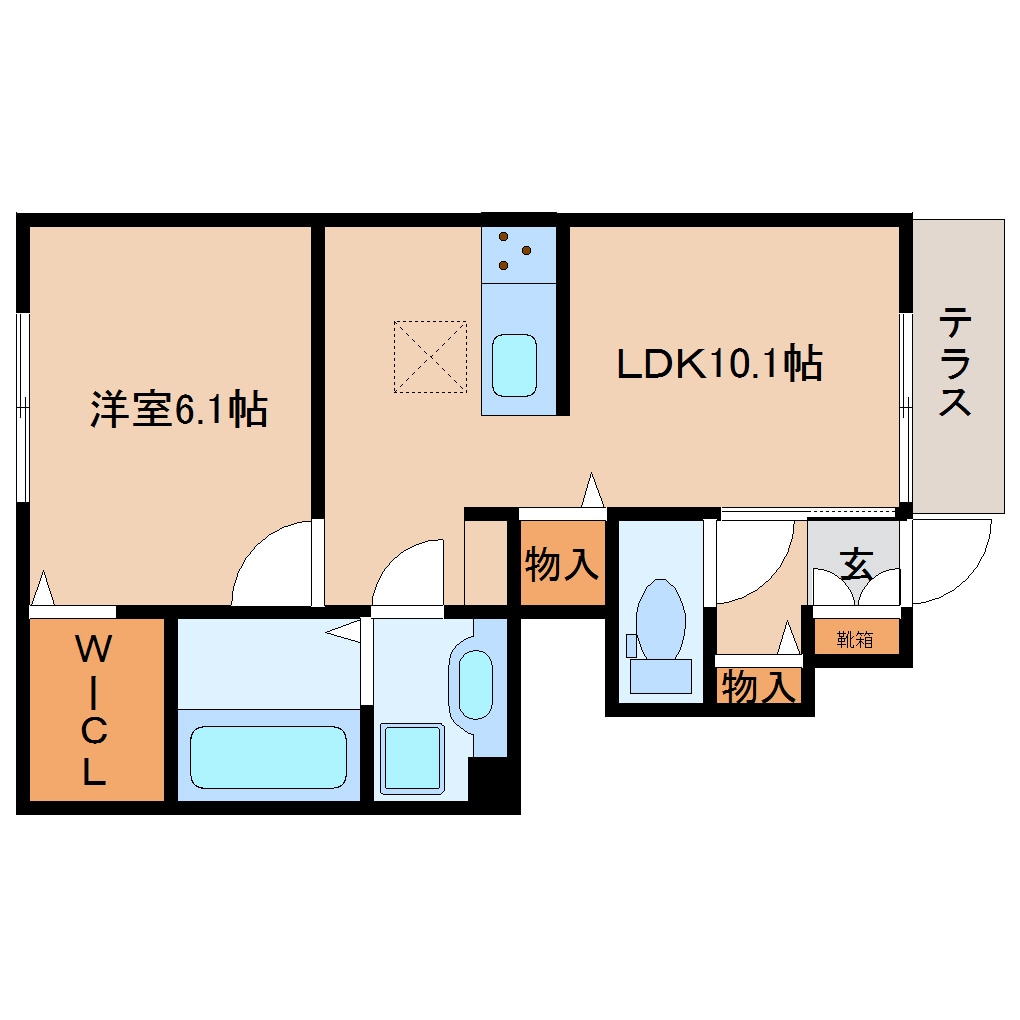 近鉄下田駅 徒歩9分 1階の物件間取画像