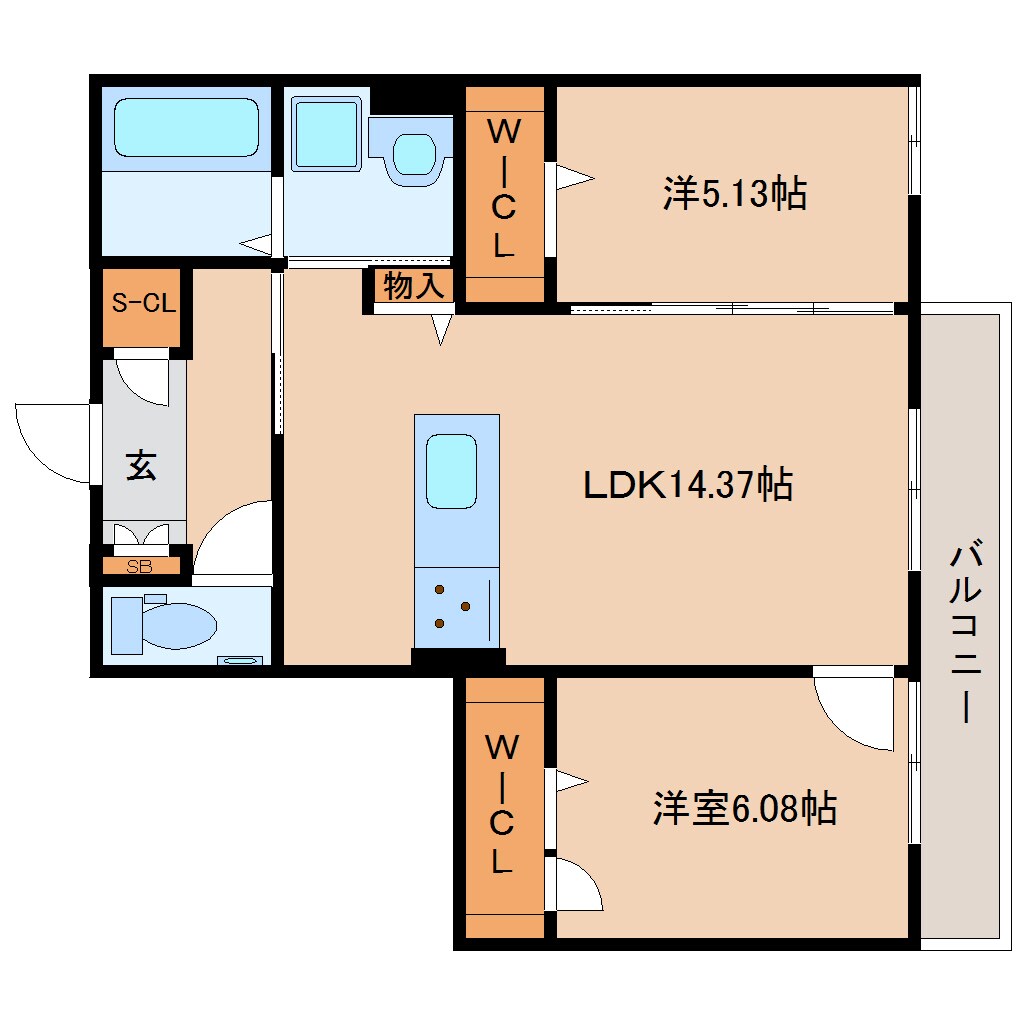 五位堂駅 徒歩5分 2階の物件間取画像