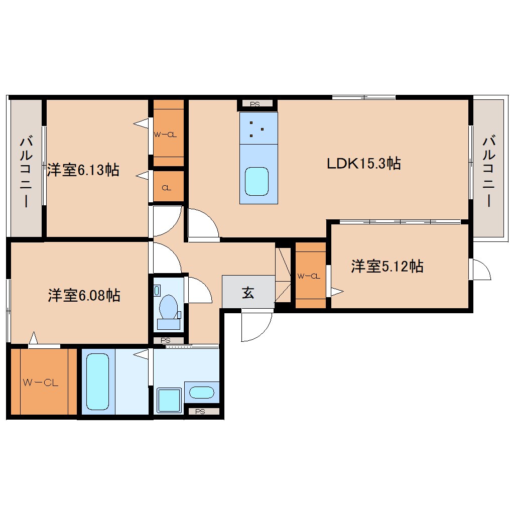 五位堂駅 徒歩5分 2階の物件間取画像