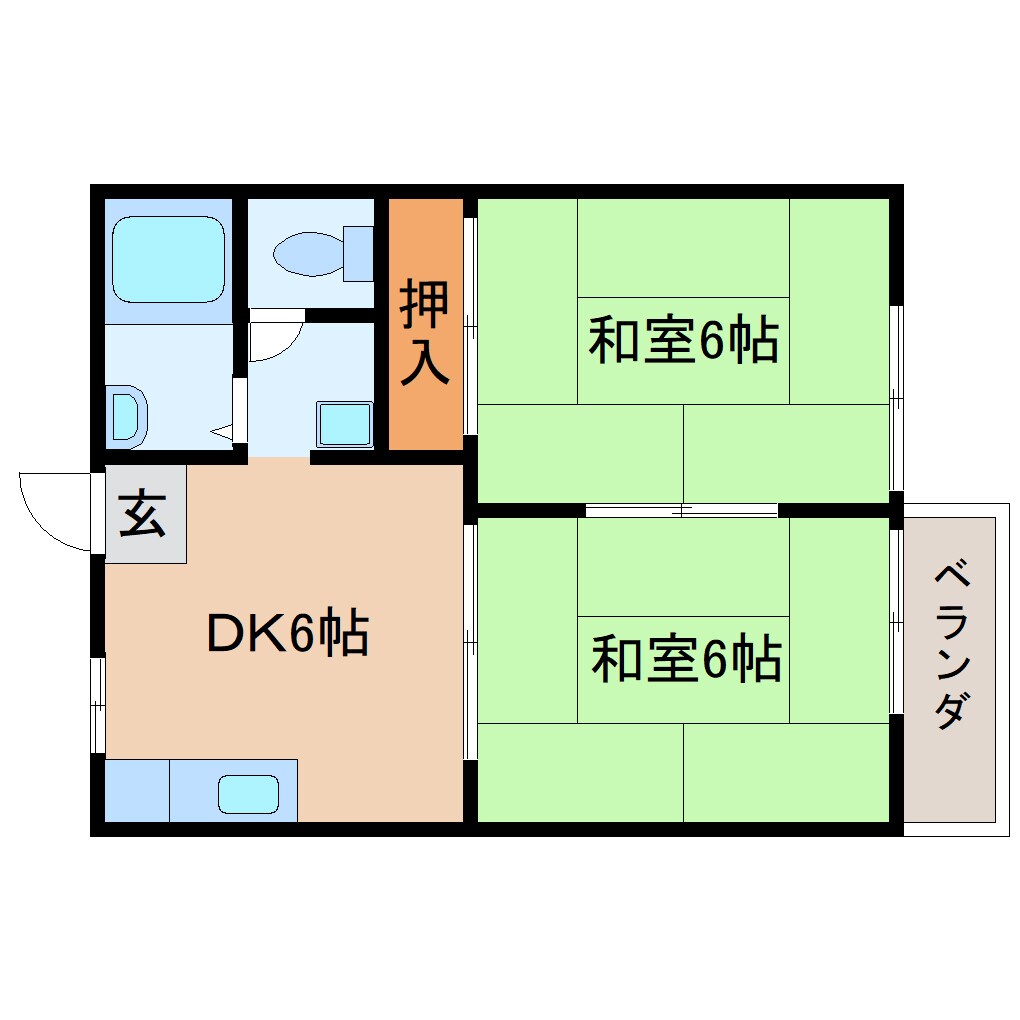 奈良県大和郡山市柏木町ハイツ 2階の物件間取画像