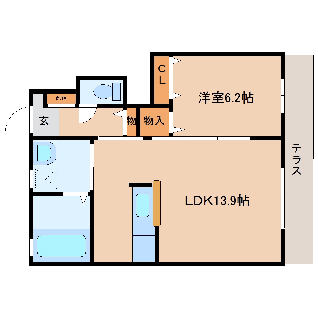 平端駅 徒歩1分 1階の物件間取画像