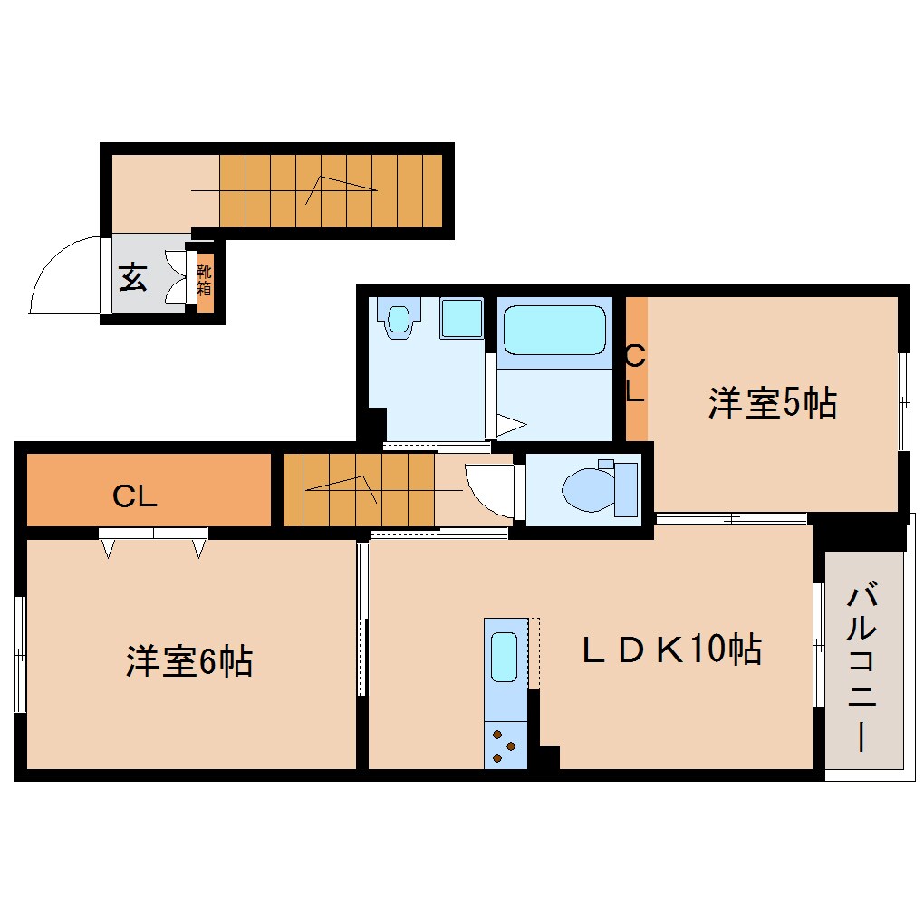 平端駅 徒歩16分 2階の物件間取画像