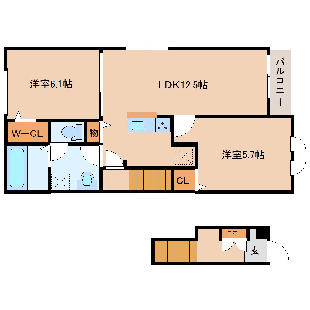 奈良県大和郡山市新町コーポ 2階の物件間取画像
