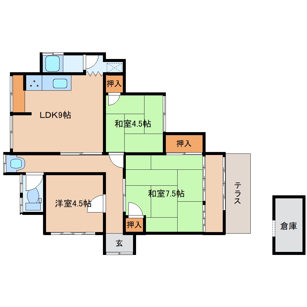 近鉄郡山駅 徒歩17分 1階の物件間取画像