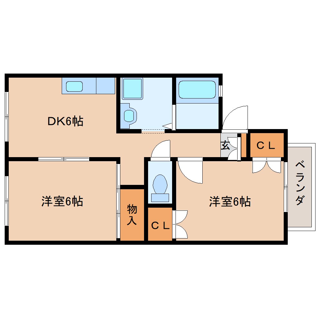 奈良県奈良市中山町コーポ 2階の物件間取画像