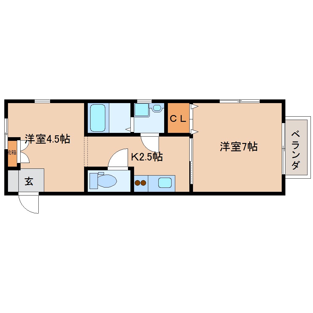 大和西大寺駅 徒歩7分 2階の物件間取画像