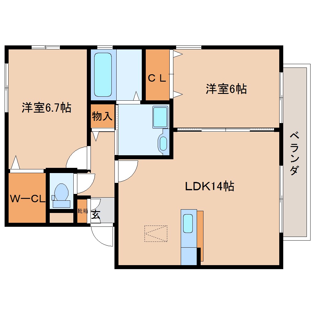 京都府相楽郡精華町祝園西1丁目ハイツ 2階の物件間取画像