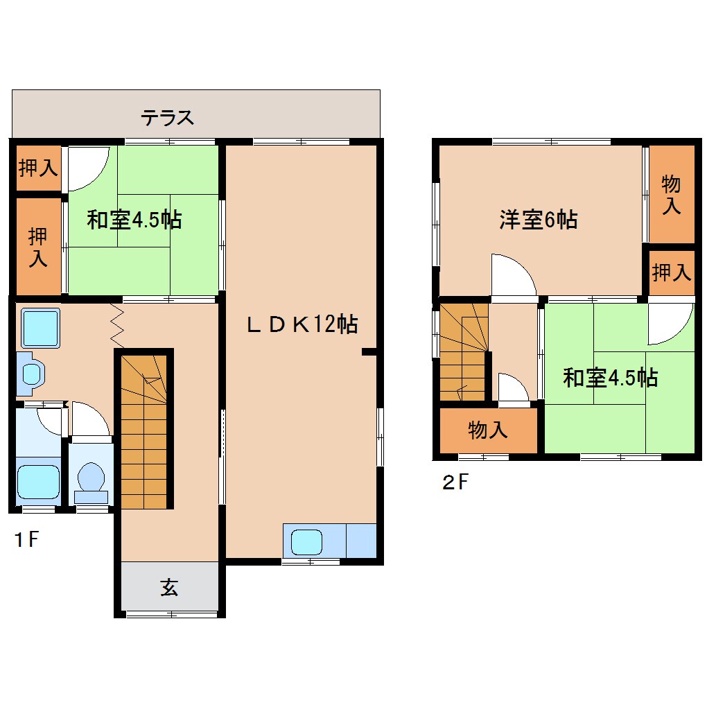 大和西大寺駅 徒歩12分 1-2階の物件間取画像