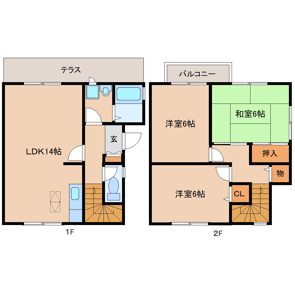 高の原駅 徒歩16分 1-2階の物件間取画像