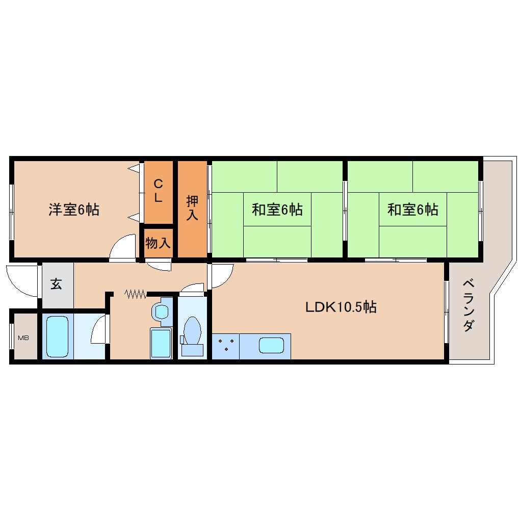 高の原駅 徒歩13分 2階の物件間取画像