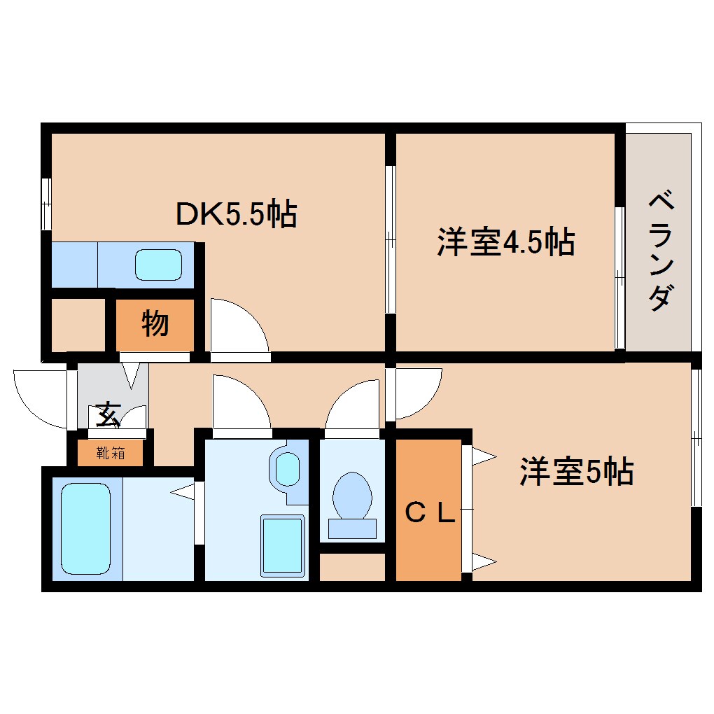 京都府相楽郡精華町桜が丘1丁目マンション 2階の物件間取画像