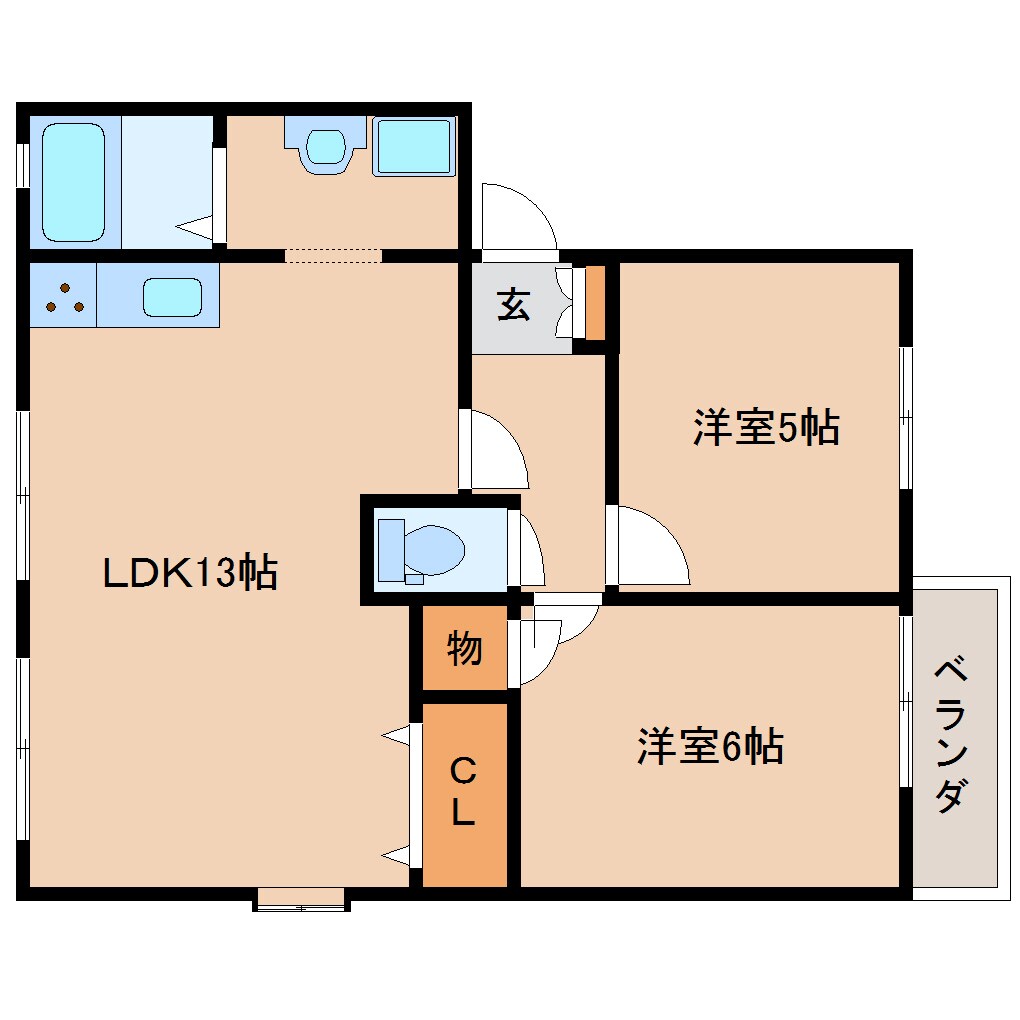 京都府相楽郡精華町光台4丁目ハイツ 2階の物件間取画像