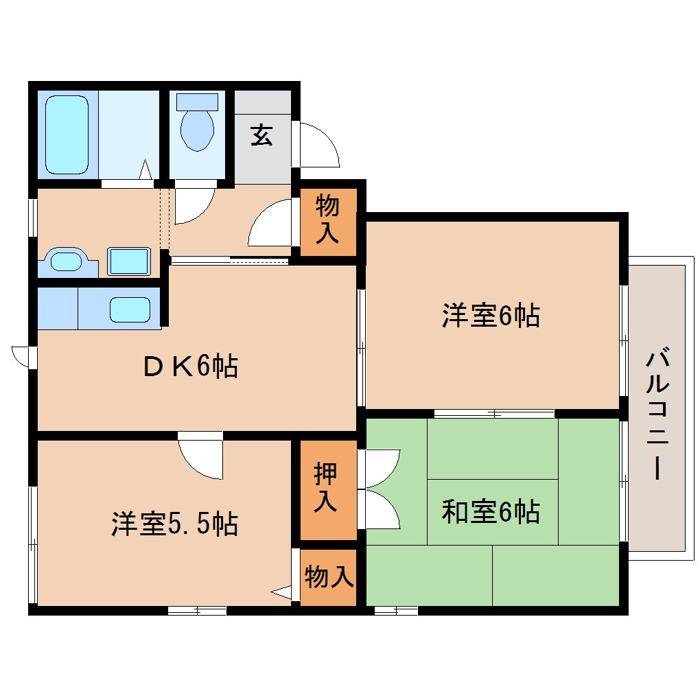 京都府相楽郡精華町光台7丁目ハイツ 2階の物件間取画像