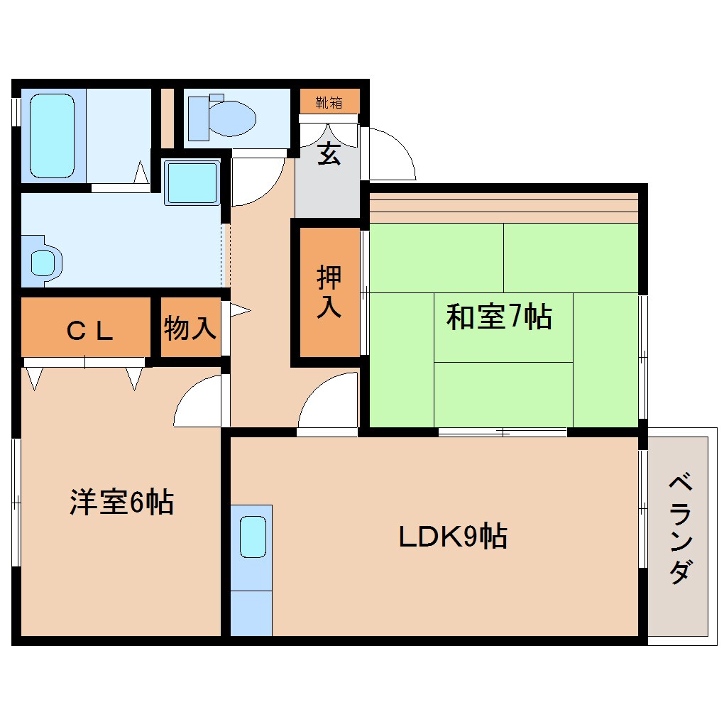 京都府相楽郡精華町祝園西1丁目ハイツ 2階の物件間取画像