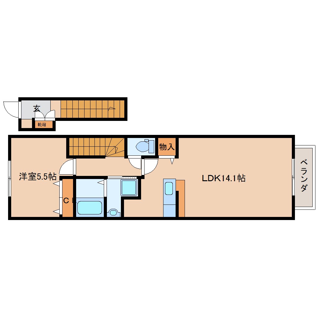 菖蒲池駅 徒歩20分 2階の物件間取画像