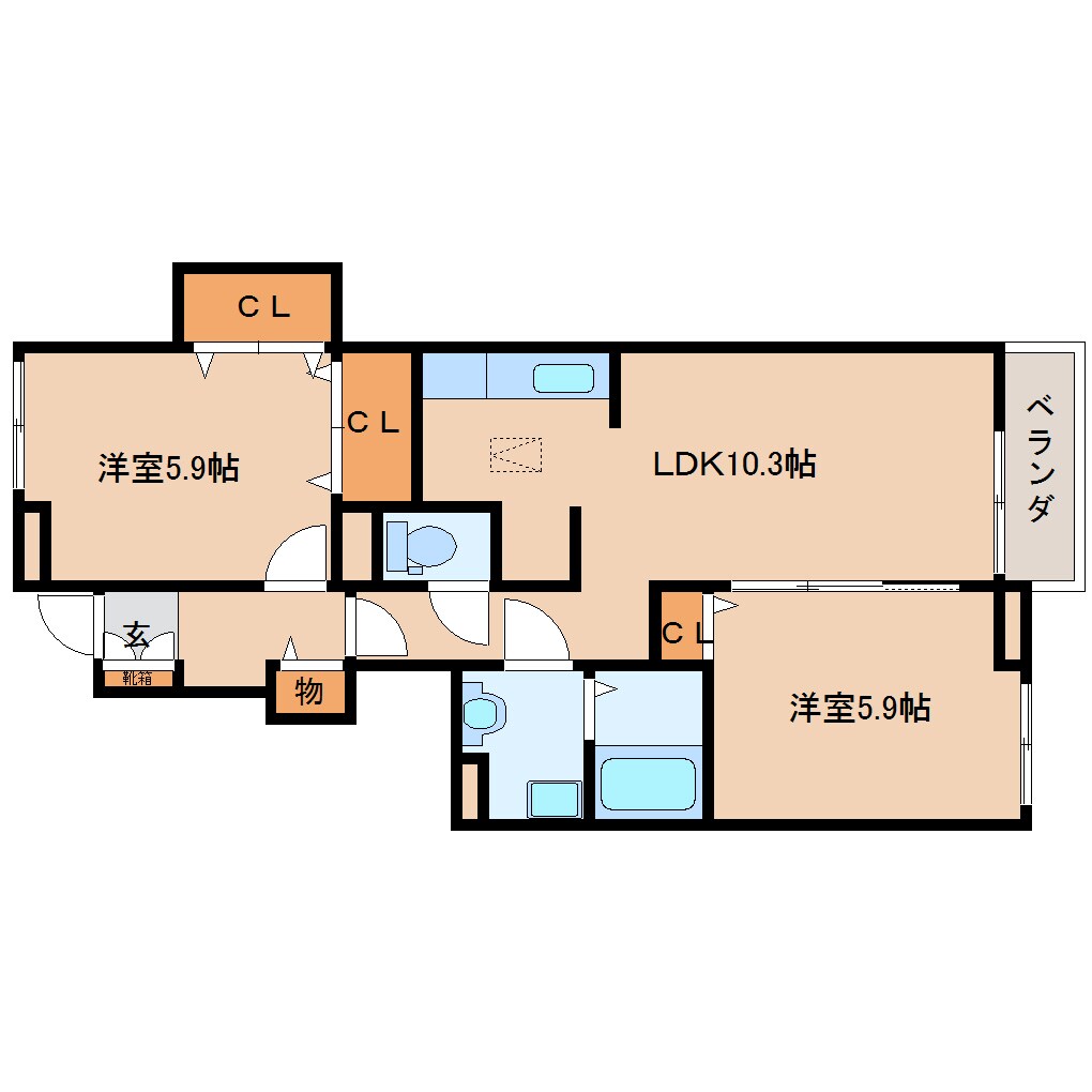 京都府木津川市相楽一新堂コーポ 1階の物件間取画像