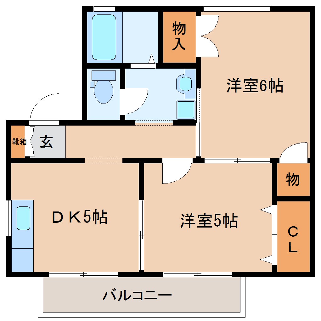 奈良県奈良市山陵町ハイツ 2階の物件間取画像