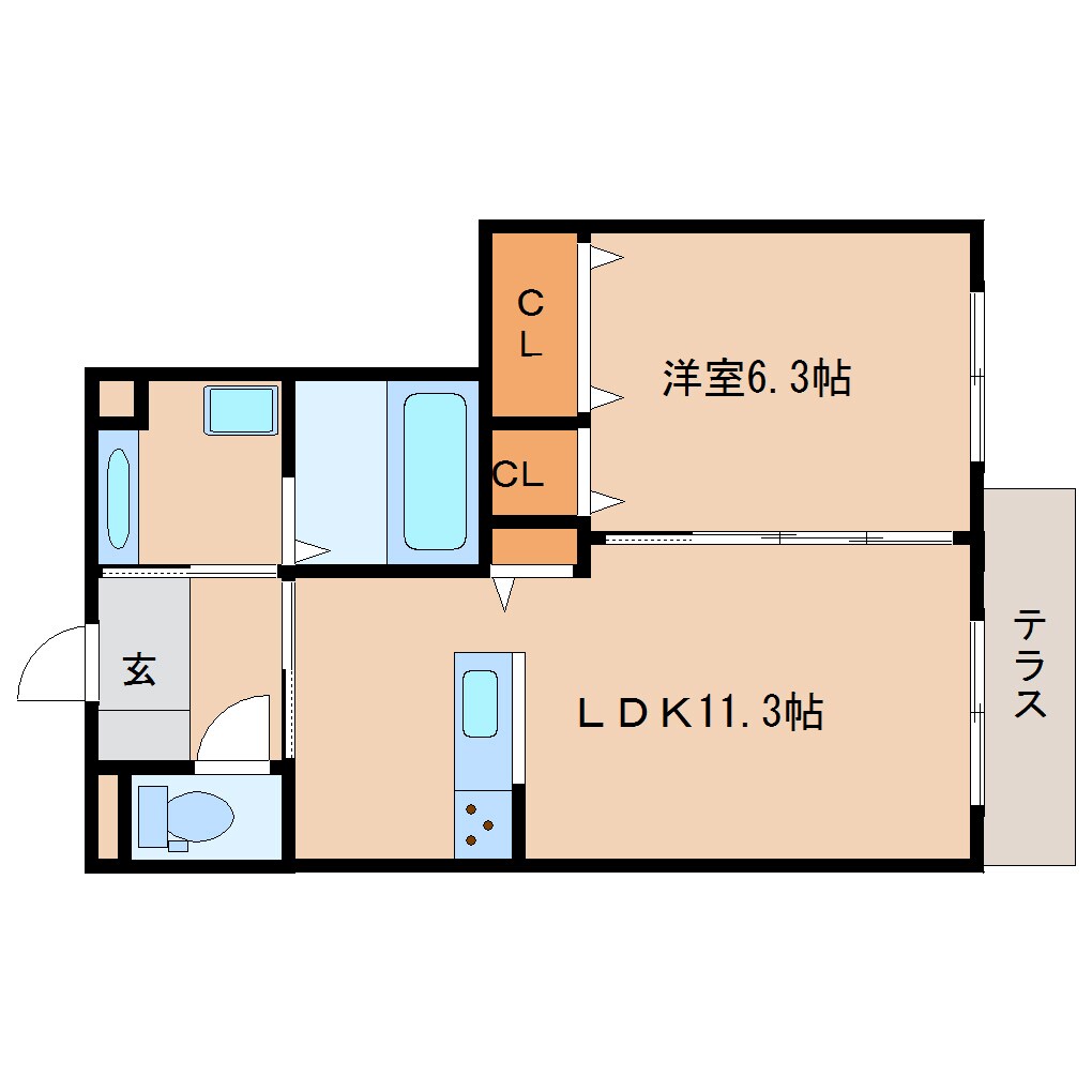 西ノ京駅 徒歩13分 1階の物件間取画像