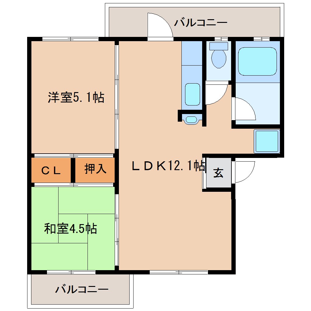 高の原駅 徒歩17分 4階の物件間取画像