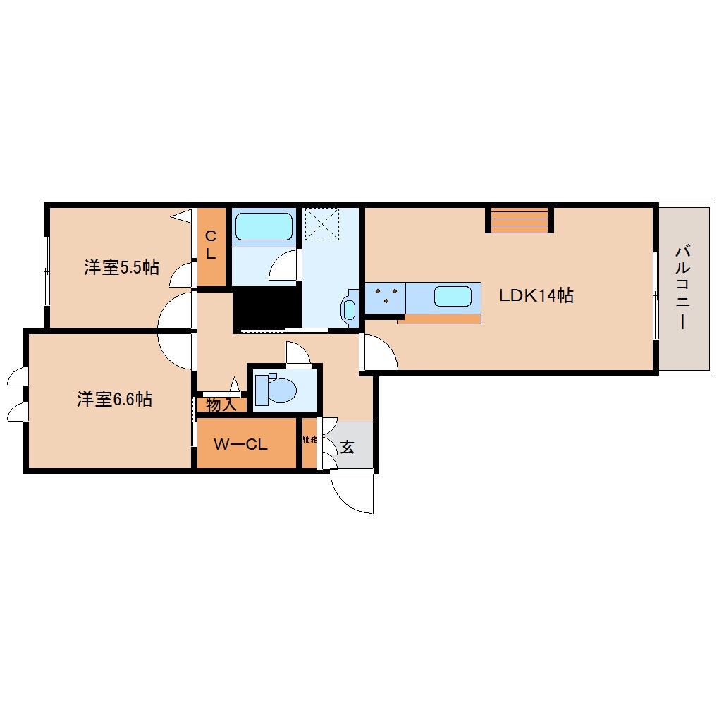 大和西大寺駅 徒歩26分 2階の物件間取画像