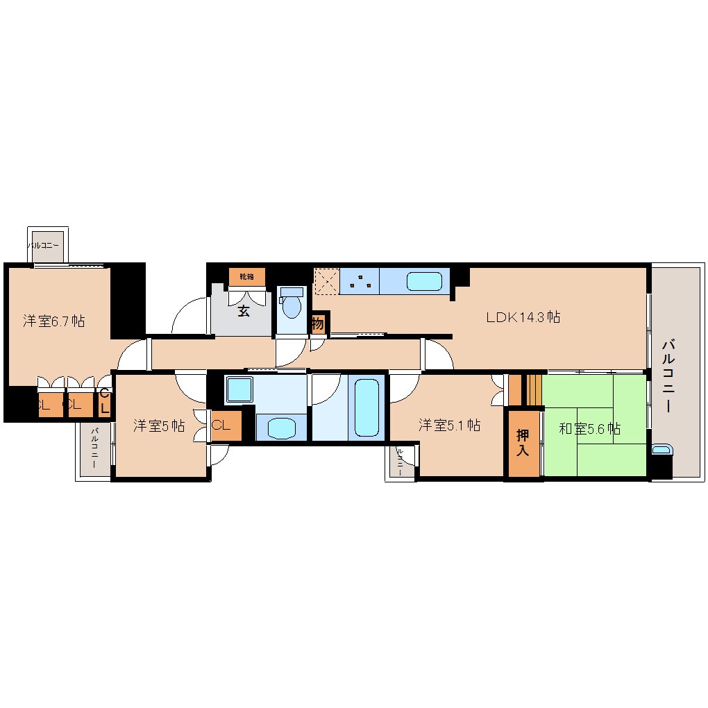 奈良県奈良市西大寺国見町1丁目マンション 2階の物件間取画像