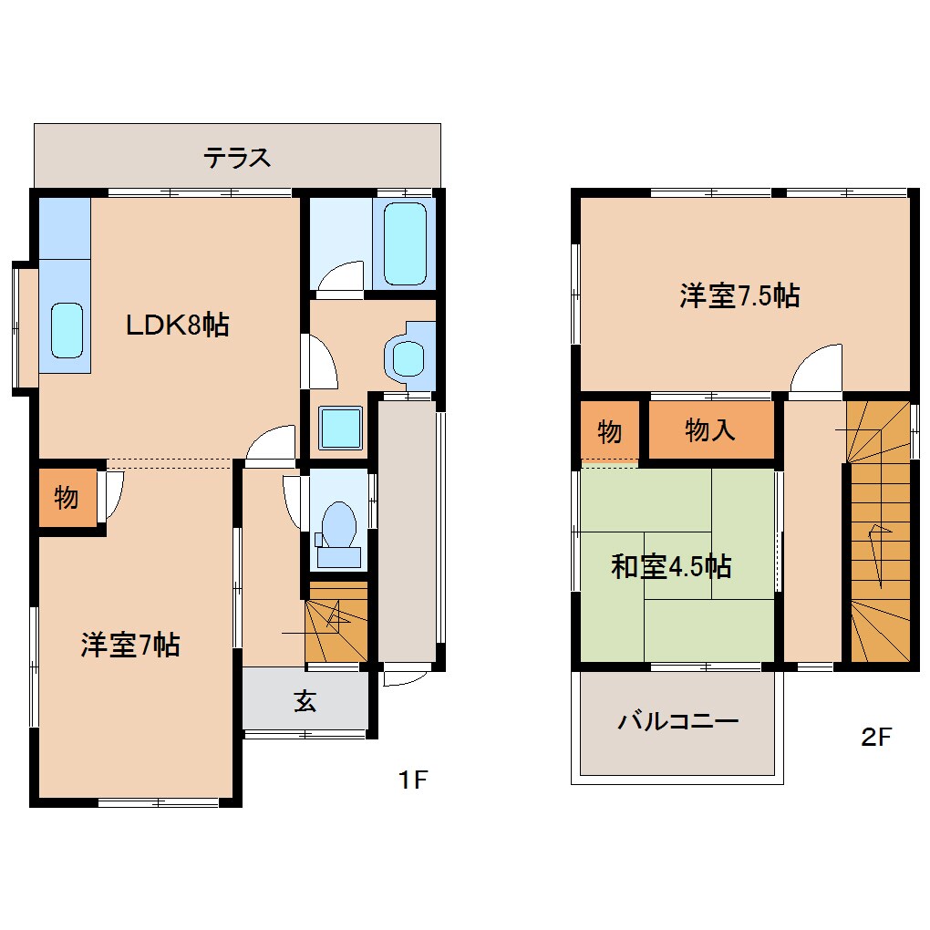 西ノ京駅 徒歩20分 1-2階の物件間取画像