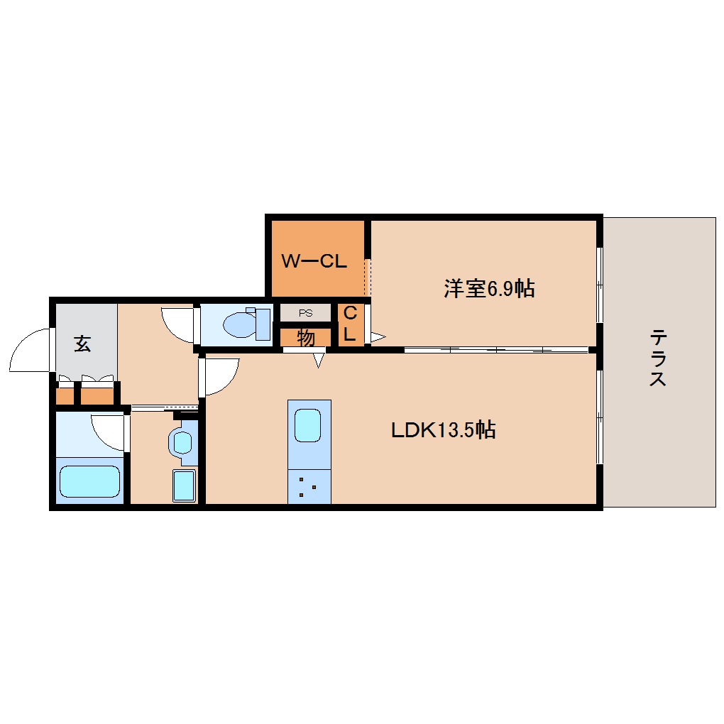 大和西大寺駅 徒歩9分 1階の物件間取画像