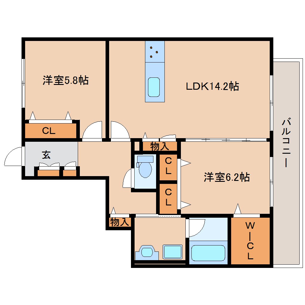 大和西大寺駅 徒歩9分 2階の物件間取画像