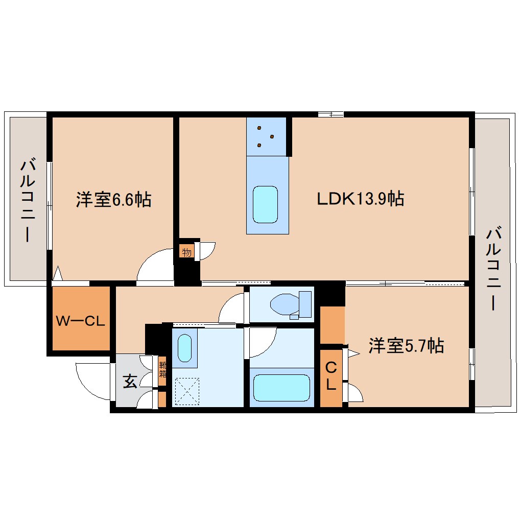 奈良県奈良市西大寺野神町1丁目マンション 2階の物件間取画像