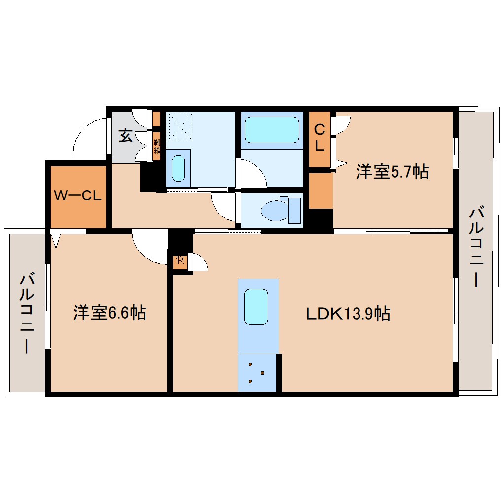 奈良県奈良市西大寺野神町1丁目マンション 2階の物件間取画像