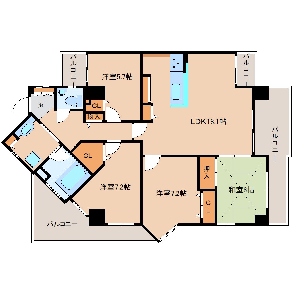 山田川駅 徒歩15分 11階の物件間取画像
