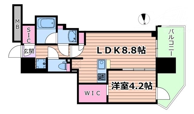 コンフォリア・リヴ本町WEST　Qの物件間取画像