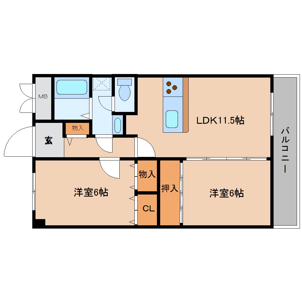 尺土駅 徒歩8分 2階の物件間取画像