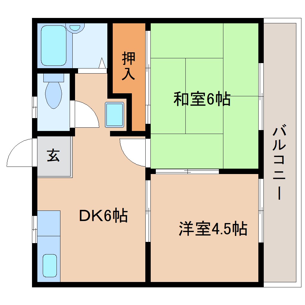 奈良県大和高田市大字築山コーポ 2階の物件間取画像