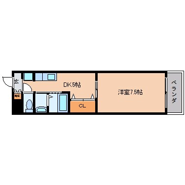 奈良県大和高田市日之出町マンション 2階の物件間取画像