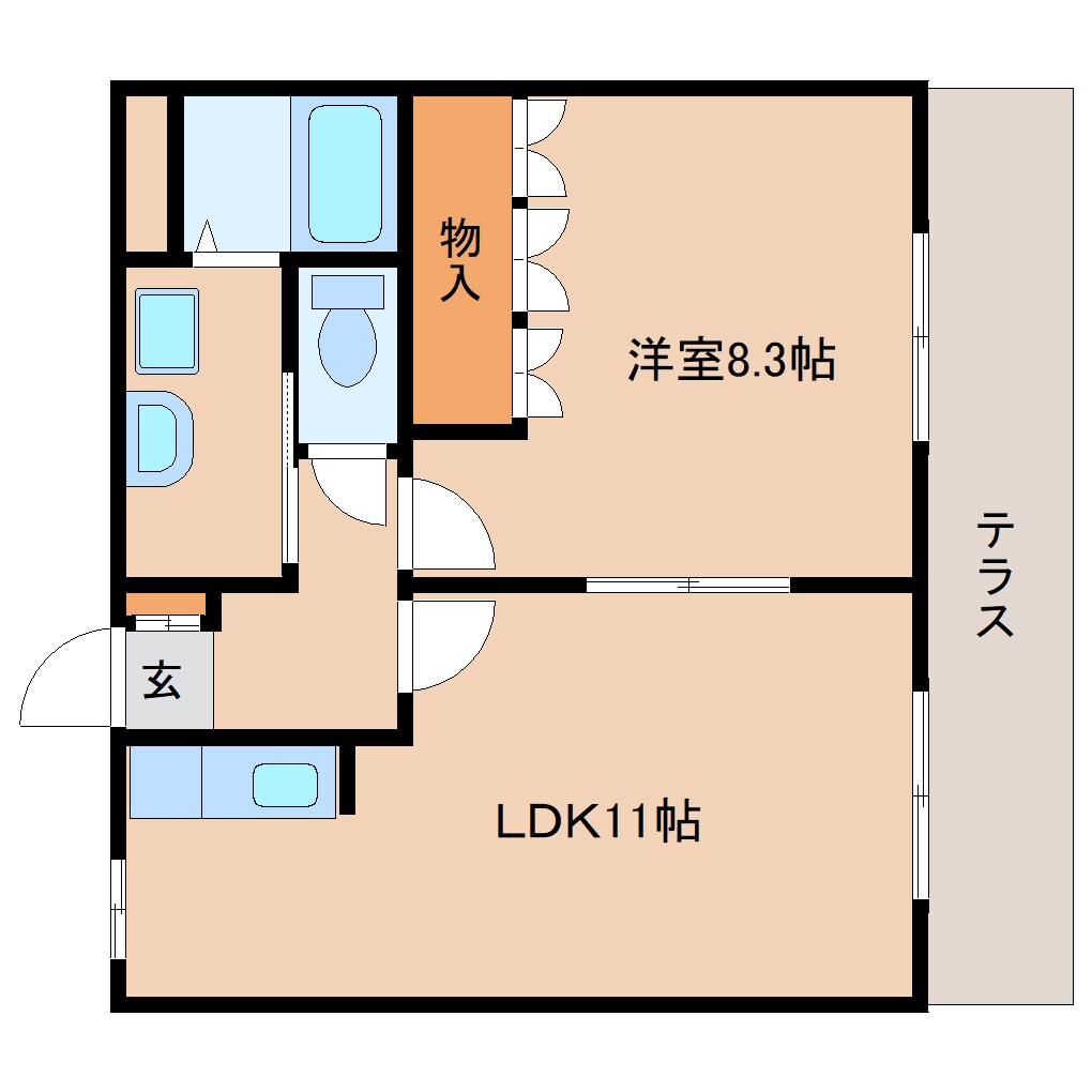 忍海駅 徒歩8分 1階の物件間取画像