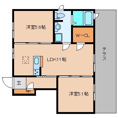 奈良県大和高田市大字大中ハイツ 1階の物件間取画像