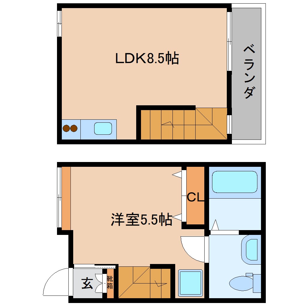 大和高田駅 徒歩15分 1-2階の物件間取画像