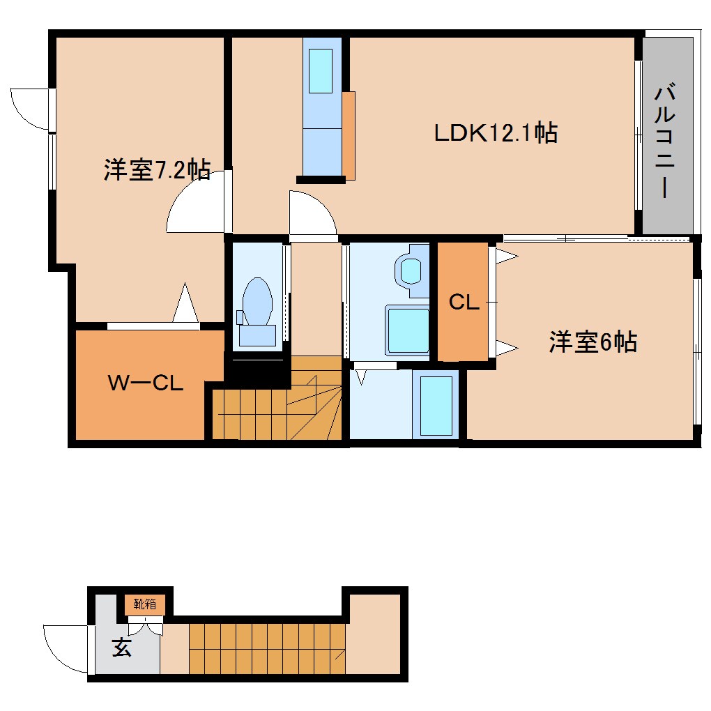 尺土駅 徒歩8分 2階の物件間取画像