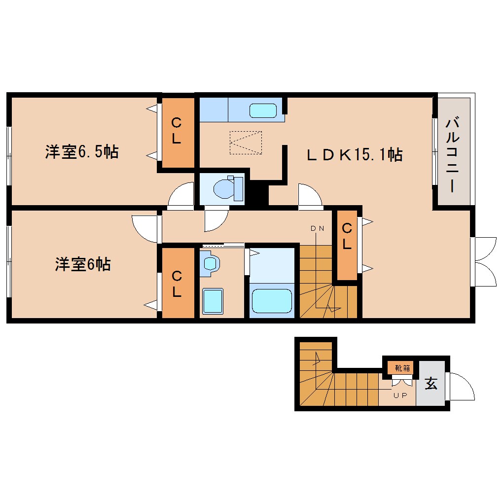 奈良県大和高田市日之出東本町コーポ 2階の物件間取画像