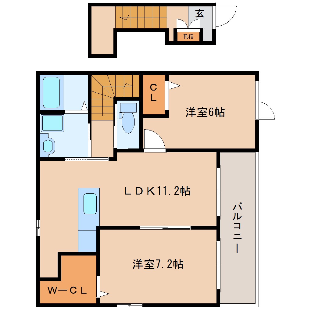 奈良県大和高田市南陽町コーポ 2階の物件間取画像