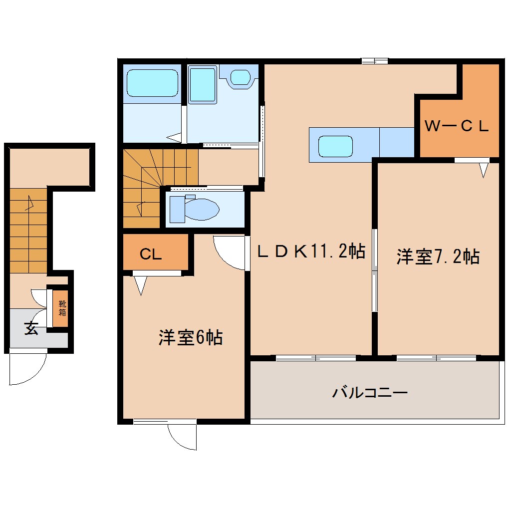 奈良県大和高田市南陽町コーポ 2階の物件間取画像