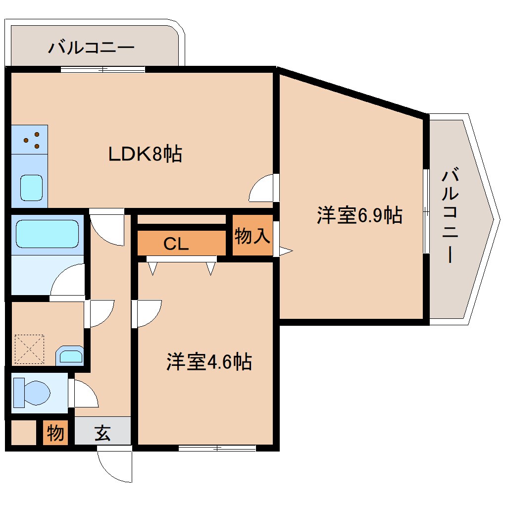奈良県大和高田市大東町マンション 4階の物件間取画像
