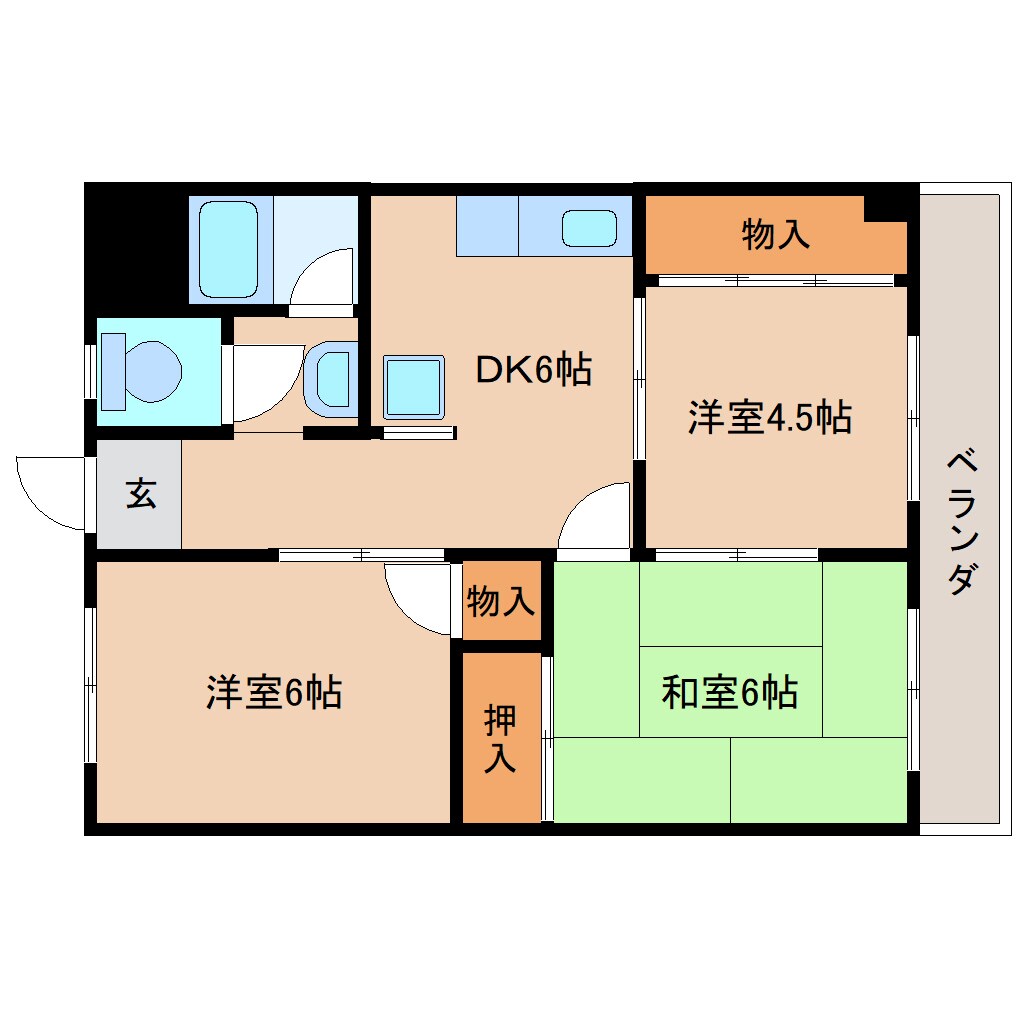 奈良県橿原市新賀町マンション 6階の物件間取画像