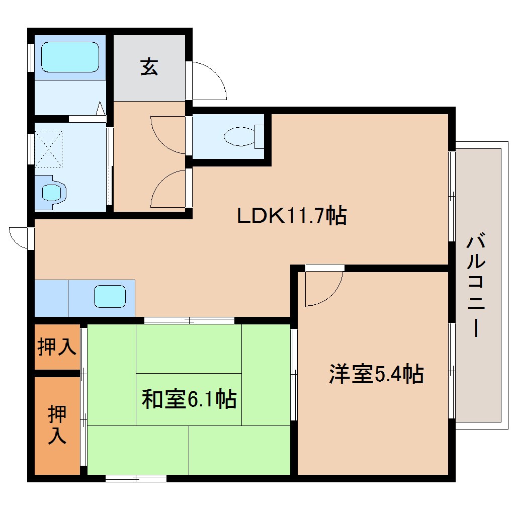 奈良県橿原市常盤町ハイツ 2階の物件間取画像