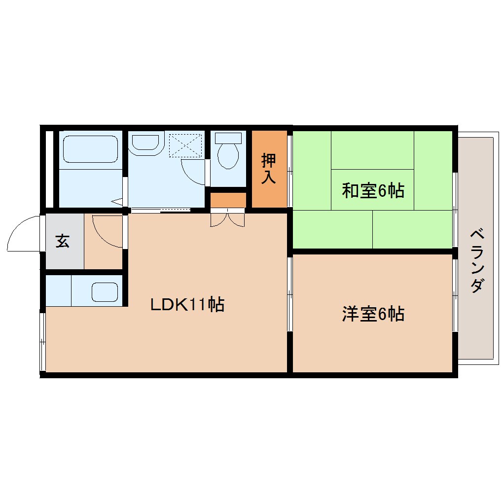 真菅駅 徒歩6分 2階の物件間取画像