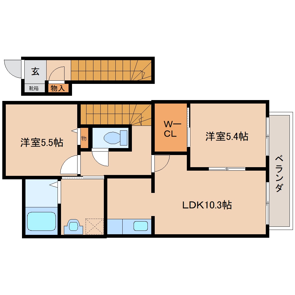 大和八木駅 徒歩15分 2階の物件間取画像