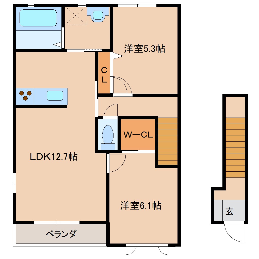 奈良県磯城郡田原本町大字千代ハイツ 2階の物件間取画像